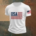 thumbnail image 5 of Mens Summer July 4th Tshirts Short Sleeve USA Flag Patriotic Graphic Tees Crewneck Casual Top Shirts White, XL, 5 of 5