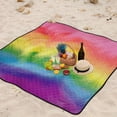 thumbnail image 6 of Rainbow Print Picnic Blanket Waterproof Beach Blankets Sandproof Large Mat with Storage Bag Camping Grass Travel Hiking Park 78"x78", 6 of 6