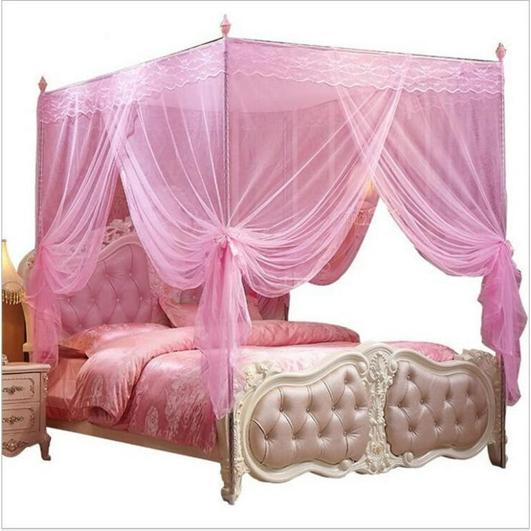 LIMEI Cozy Pink Square Bed Canopy for Girls (1 Count
