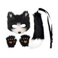 thumbnail image 3 of Conjunto de máscara y cola de animales, accesorios para fotos, cola de animal para carnaval, fiesta de Halloween Negro, 3 of 8