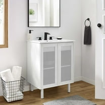 Modway Calla 24" Perforated Metal Bathroom Vanity in White White