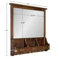 thumbnail image 3 of Kate and Laurel Stallard Decorative Wood Home Wall Organizer Mirror with Pockets and Key Hooks, Walnut Brown, 3 of 7