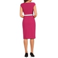 thumbnail image 3 of Allegra K Robe de Bureau pour Femme à Manches Cap, de Travail, Ceinturée, Élégante, Fourreau, m Rose Vif, 3 of 6