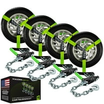 VULCAN Car Tie Down - Chain Anchors - Lasso - 2 inch x 96 inch - 4 Pack - High-Viz - 3300 Lbs SWL