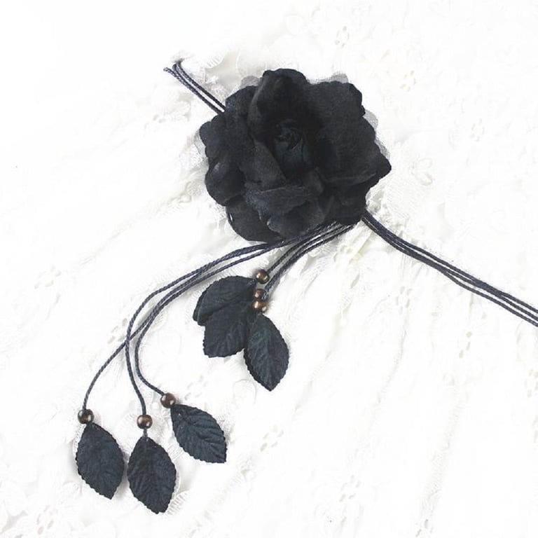 Women Girls Faux Leather Waist Chain Belt Floral Rope Decor for Casual Wear Women Girls Big Decor Flower Waist Chain/Rope/Belt For  main image 3