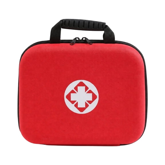 Hard Shell First Aid Kit, Portable Travel Carrying Red Medical Storage Bag, 1 Pack Lightweight Shockproof Organizer with Handle, for Outdoor Camping Home Office Emergency Medical Supplies Arrangement