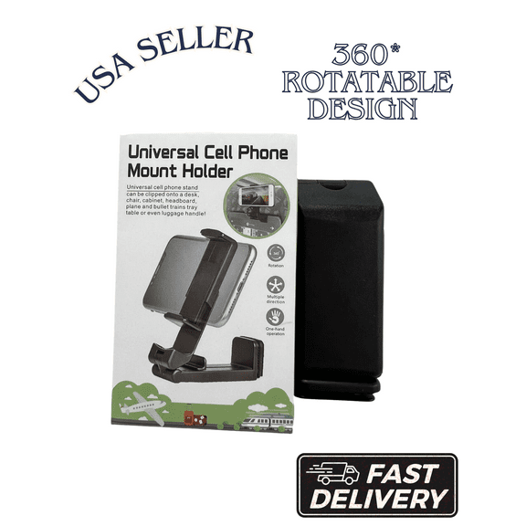 Universal Cell Phone Mount Holder- 360 Rotation- Holds Anywhere, Anytime