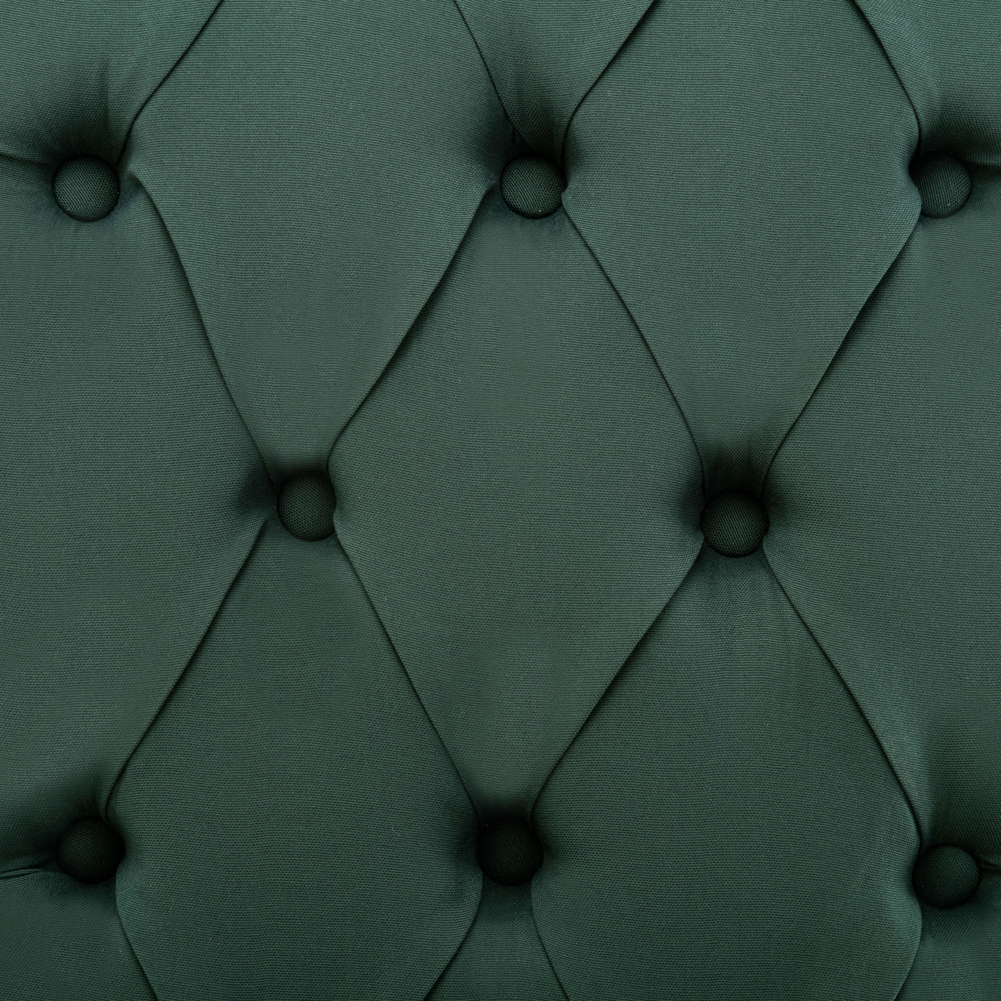 Natalie Roll Top Tufted Green Linen Fabric Modern Dining Chair (Set of 2)