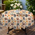 thumbnail image 4 of Football Leaf Beige Pattern Round Tablecloth 70"x70", Wrinkle Resistant Wipeable Table Cover for Kitchen Dining Room Picnic Patio and Party, 4 of 6