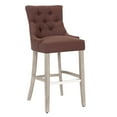 thumbnail image 2 of WestinTrends Hayes 29" Upholstered Wood Bar Stool with Tufted Back, Antique Gray/Brown, 2 of 10