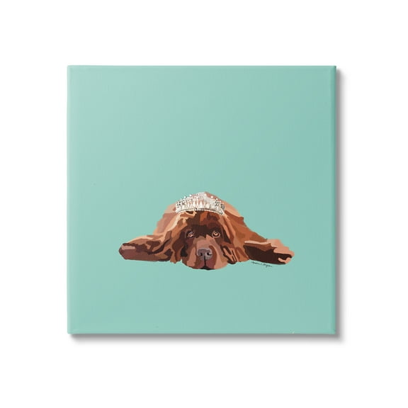 Stupell Industries Abstract Dog with Crown Animals & Insects Painting Gallery Wrapped Canvas Art Print Wall Art, 17 x 17