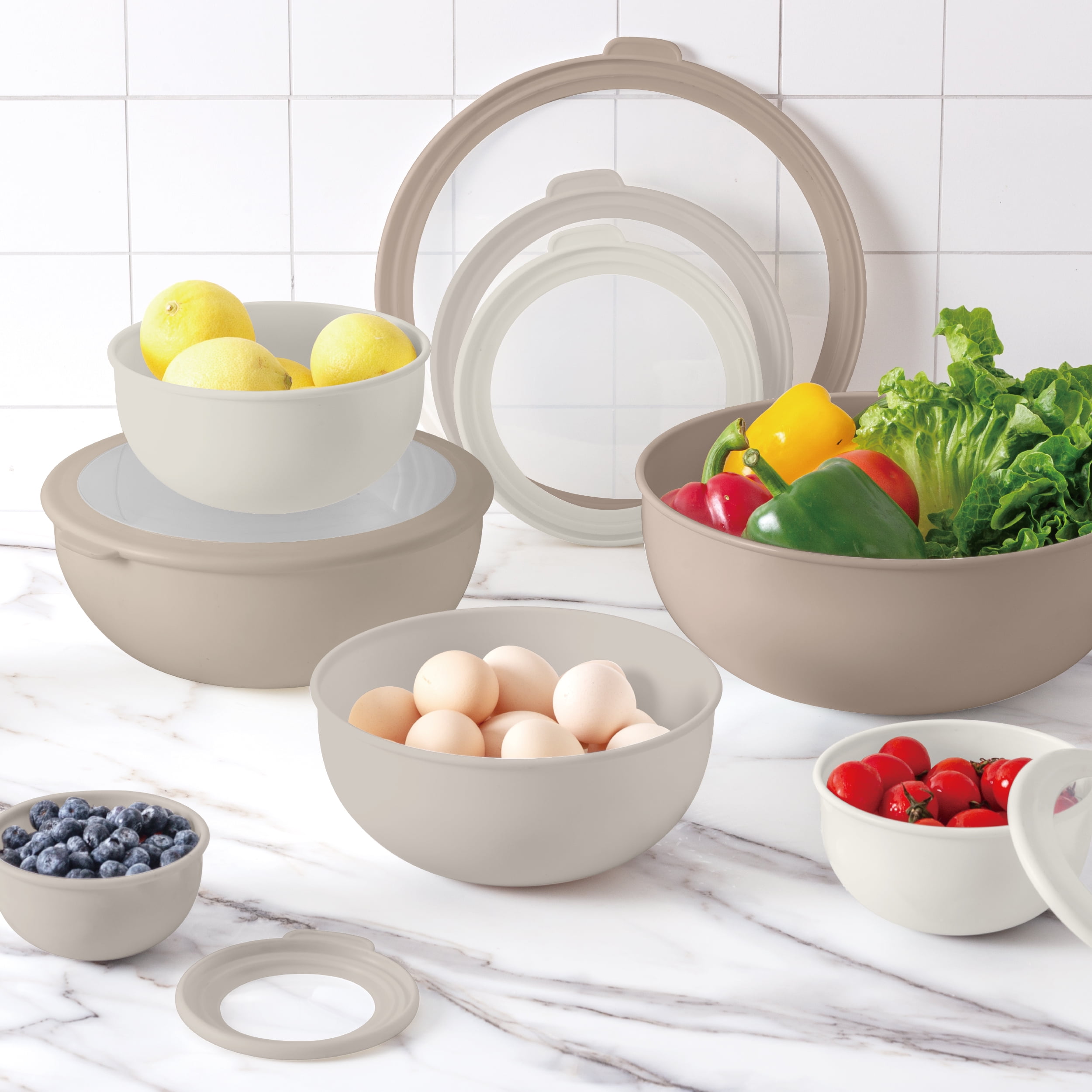 Cooking with Color 12 Piece Bowls Taupe