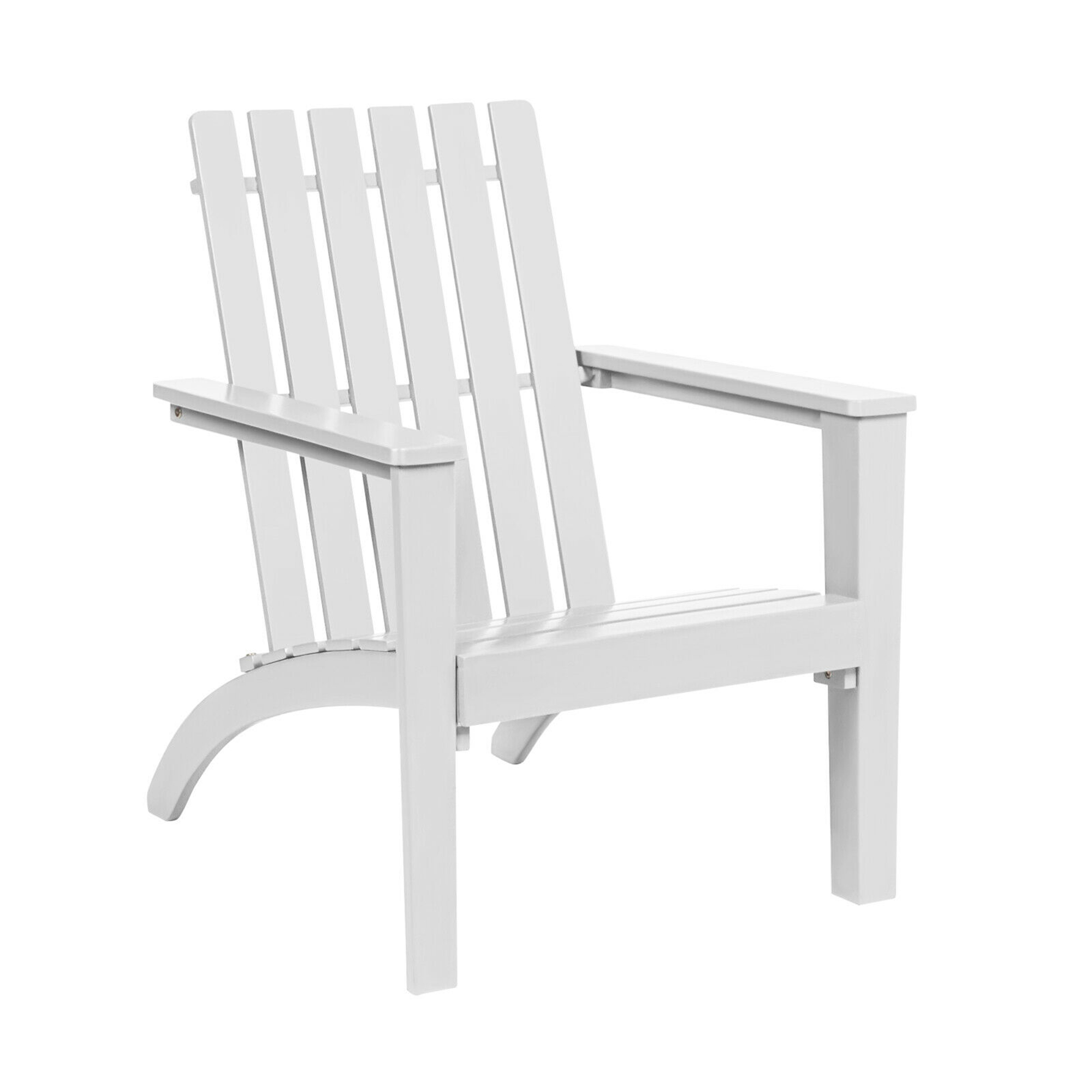 Gymax Set of 2 Outdoor Wooden Adirondack Chair Patio Lounge Chair w/ Armrest White