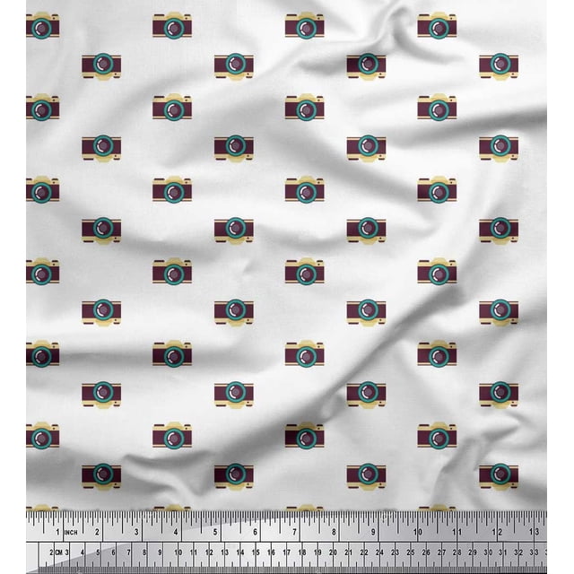 Soimoi Cotton Voile Fabric Camera Shirting Printed Fabric 1 Yard 56 Inch Wide