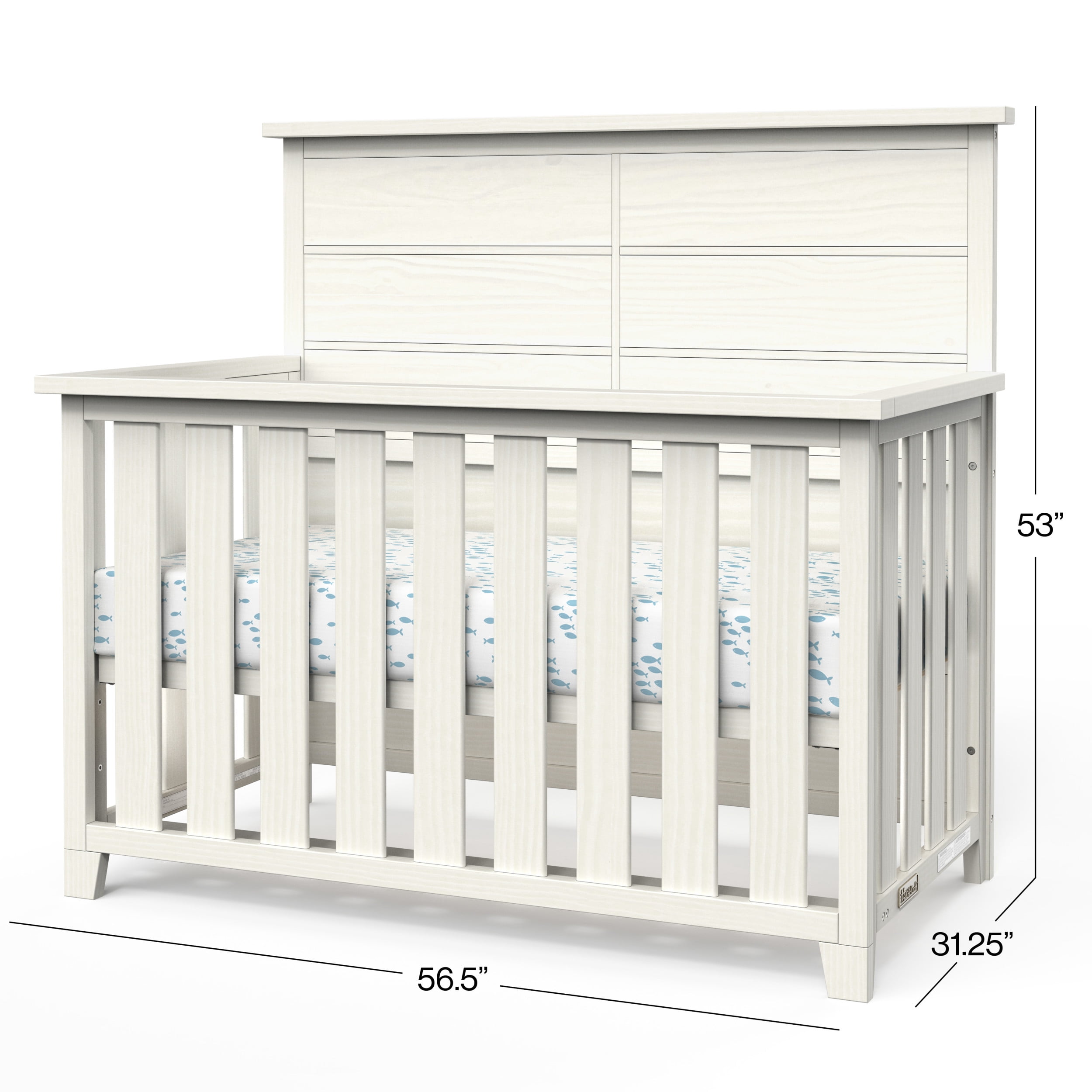Child Craft Rockport 4-in-1 Convertible Crib, Baby Crib Converts to Day Bed, Toddler Bed and Full Size Bed, 3 Adjustable Mattress Positions, Non-Toxic, Baby Safe Finish (Eggshell)
