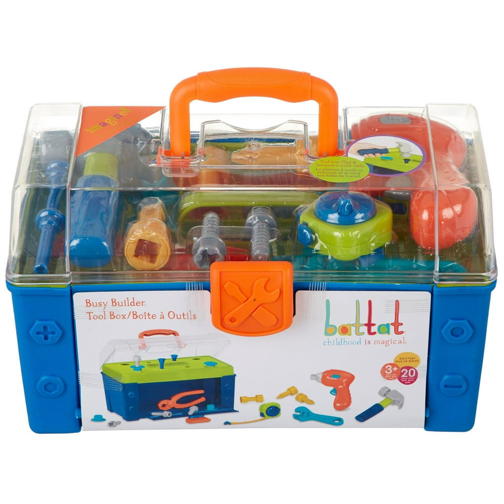 battat battat busy builder tool box durable kids tool set pretend