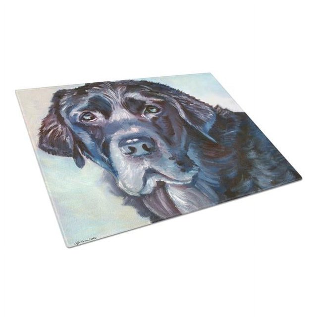Carolines Treasures 7419LCB Black Labrador Face Glass Cutting Board - Large