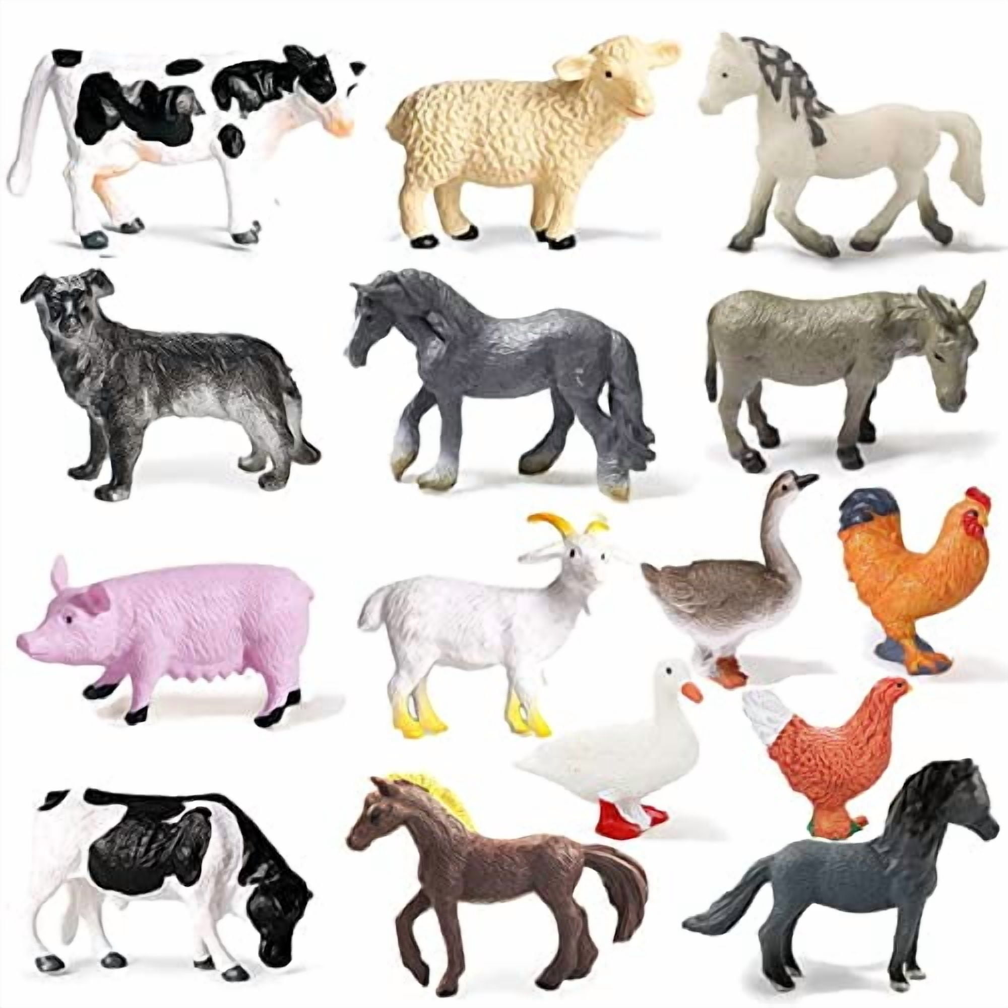 15 Pcs Mini Figures Toys Realistic Farm Animal Figurines,Plastic Learning Educational Playset Animal Themed Party Supplies Cake Topper Ornaments for Easter Egg Birthday Christmas