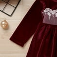 thumbnail image 6 of IBTOM CASTLE Toddler Baby Girls Christmas Dress Lace Velvet Long Sleeve Ruffle Princess Wedding Birthday Party Dress Fall Winter Clothes 12-18 Months Wine Red, 6 of 8