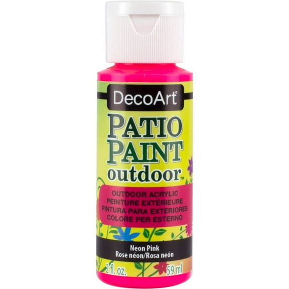 DecoArt Patio Paint Outdoor Acrylic, Neon Pink – Weather-Resistant Neon Paint, 2 oz