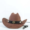 thumbnail image 3 of Chapeau de Cowboy Style Frontière Occidentale Mode Classique Couvre-Chef Jazz pour Occasions Extérieures et Soleil, 3 of 5