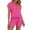 Hot Pink, variant on Women's Henley 2 Piece Outfits Sets Short Sleeve Button V Neck T-shirt and Elastic Waist Shorts with Pockets Casual Matching Sweatsuit