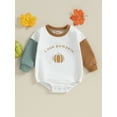 thumbnail image 3 of Newborn Halloween Outfit Girl Boy Letter Pumpkin Romper Bubble Sweatshirt Bodysuit Fall Halloween Baby Clothes 0-18M, 3 of 8