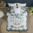 thumbnail image 5 of Full/Queen 5 Piece Cotton Floral Comforter Set with Throw Pillows,Teal Cotton Household Supplies Décor Bedding Bedding Sets, 5 of 16