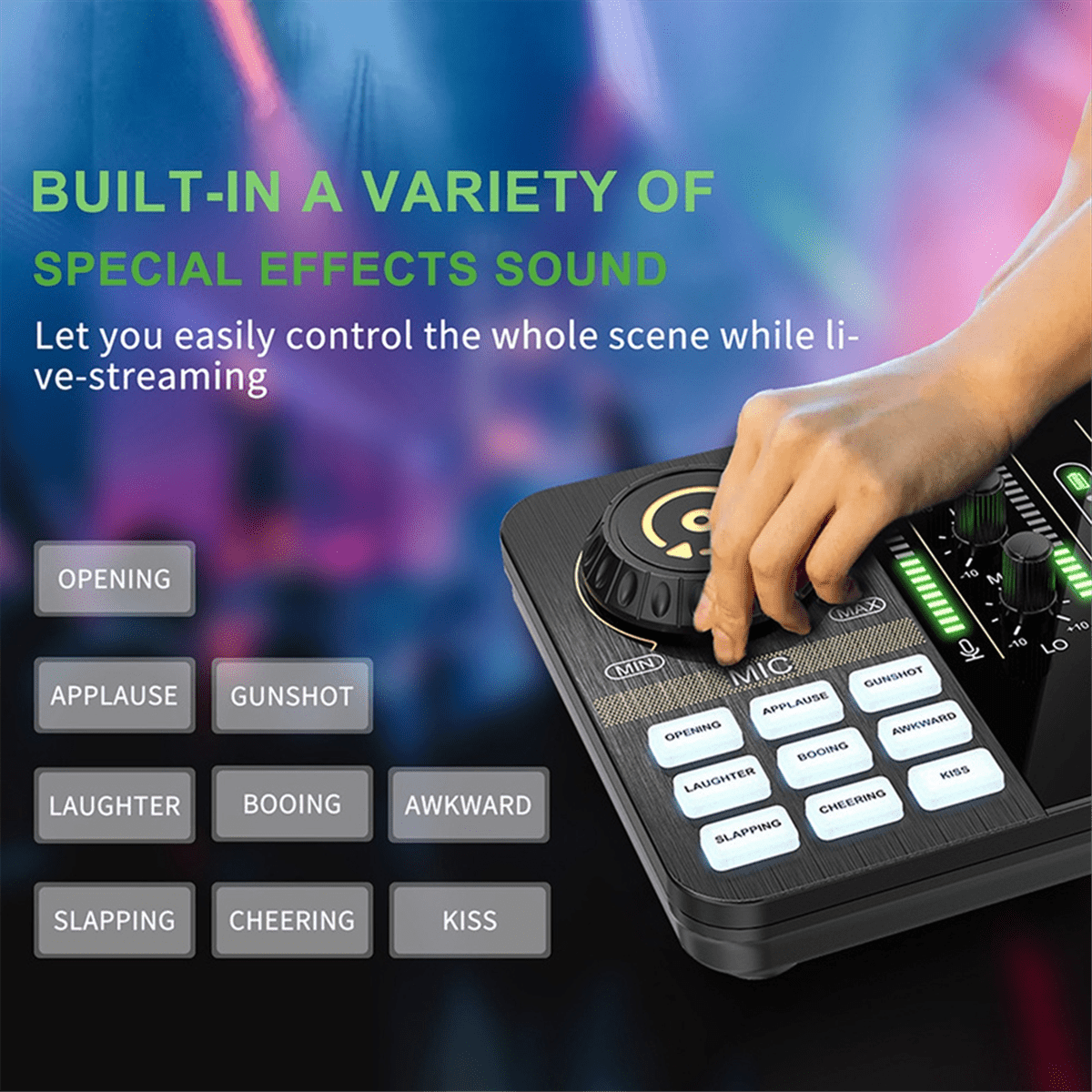Professional Audio Mixer Podcast Microphone Sound Card Kit for Smartphone Laptop Computer Vlog Recording Live Streaming