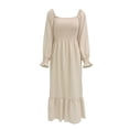 thumbnail image 1 of Robe Longue Portefeuille à Manches Longues pour Femmes, Encolure Carrée, Taille Haute, Robe de Cocktail pour Fête, 1 of 6