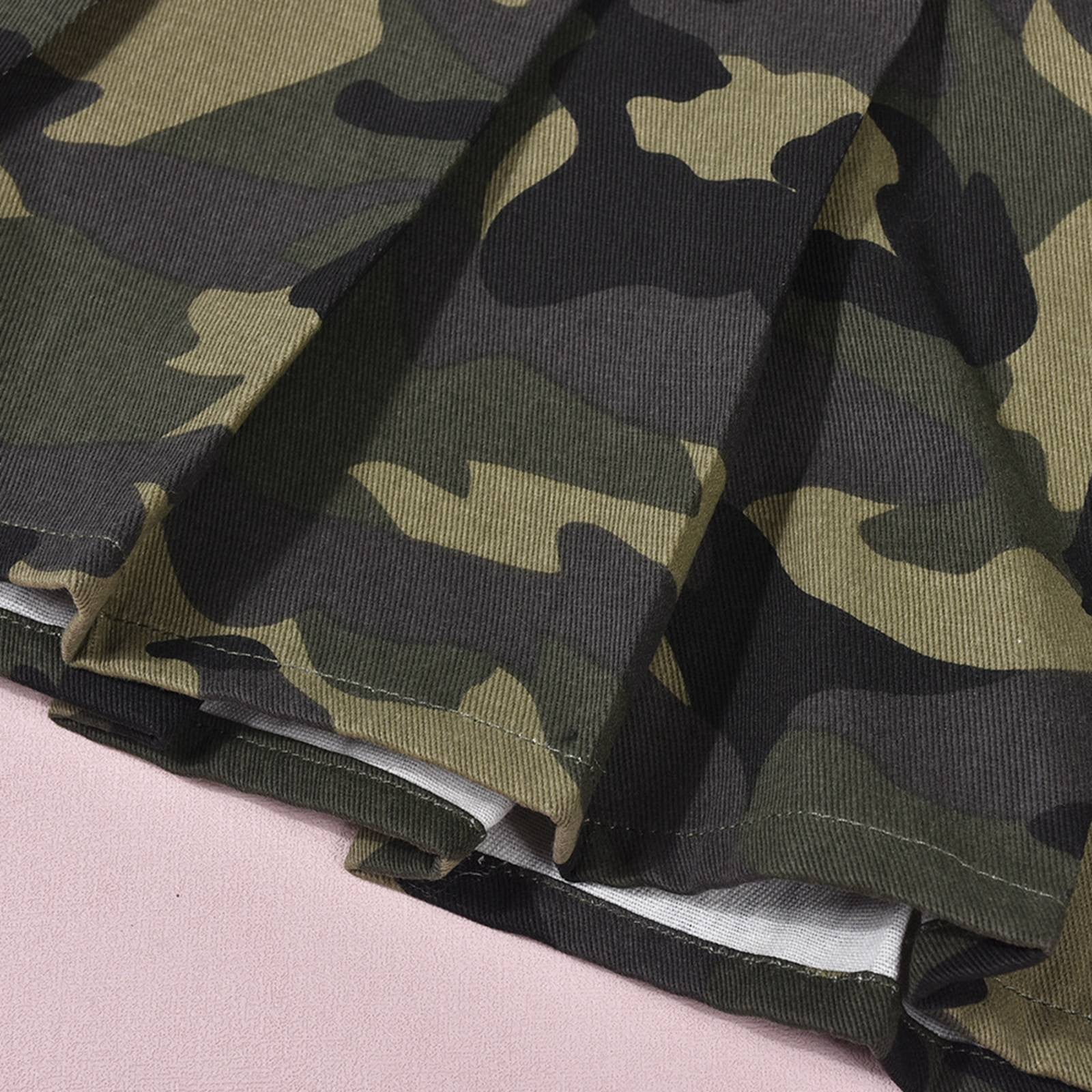 VUPSGEZ Women's Camo Pleated Skirt Skirt Skirt (Camouflage,XL