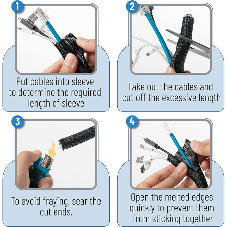 Bates- Cable Sleeves, 1/2 inch 10ft Long, Split Sleeve Wire Loom Tubing,  Cable Management Sleeve