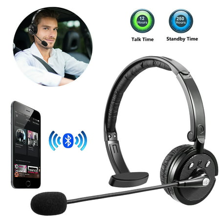 Trucker Bluetooth Headset/Office Wireless Headset with Extra Boom Noise Reduction Microphone,Over the Head Headphone On Ear Car Bluetooth Headphones for Cell Phone, Skype, Truck Driver, Call