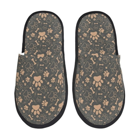 

Fuzoiu Animal Paw Print Unisex Furry Slippers Plush Indoor Shoes Trendy House Slippers Anti-Skid EVA Sole House Shoes for Home Office and Travel -Large