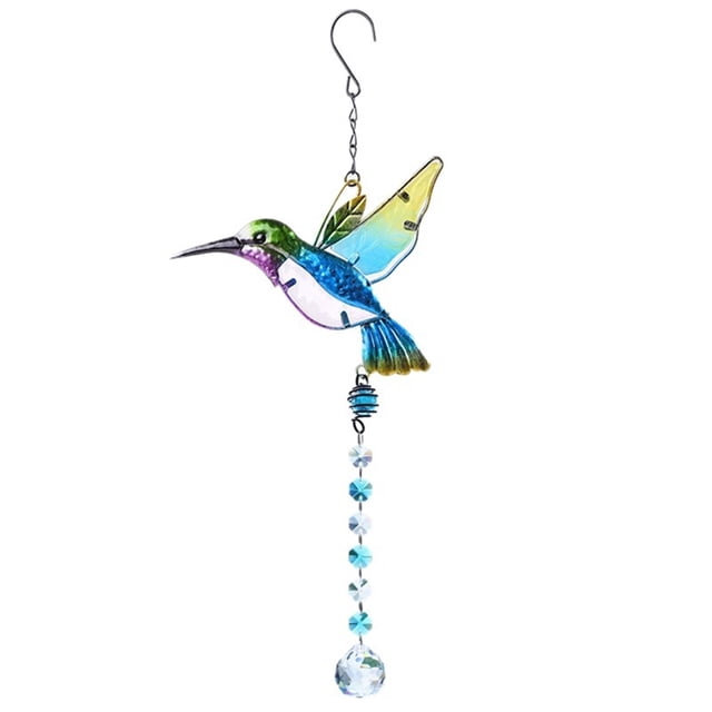 Colgante de carillón de viento de cristal de colibrí, cazador de arcoíris, fabricante de prismas, receptor de luz