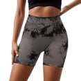 thumbnail image 3 of IWRICH Women's High Waist Workout Biker Shorts Gym Printed Seamless Cycling Scrunch Yoga Shorts Black M, 3 of 7