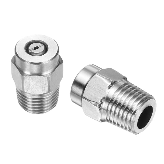 Uxcell 2pcs Surface Clean Tip 50 Degree 1/4 Inch NPT Male 1.382 Orifice 4000 PSI Stainless Steel Threaded Pressure Washer Spray Nozzles for Water gun Water Broom