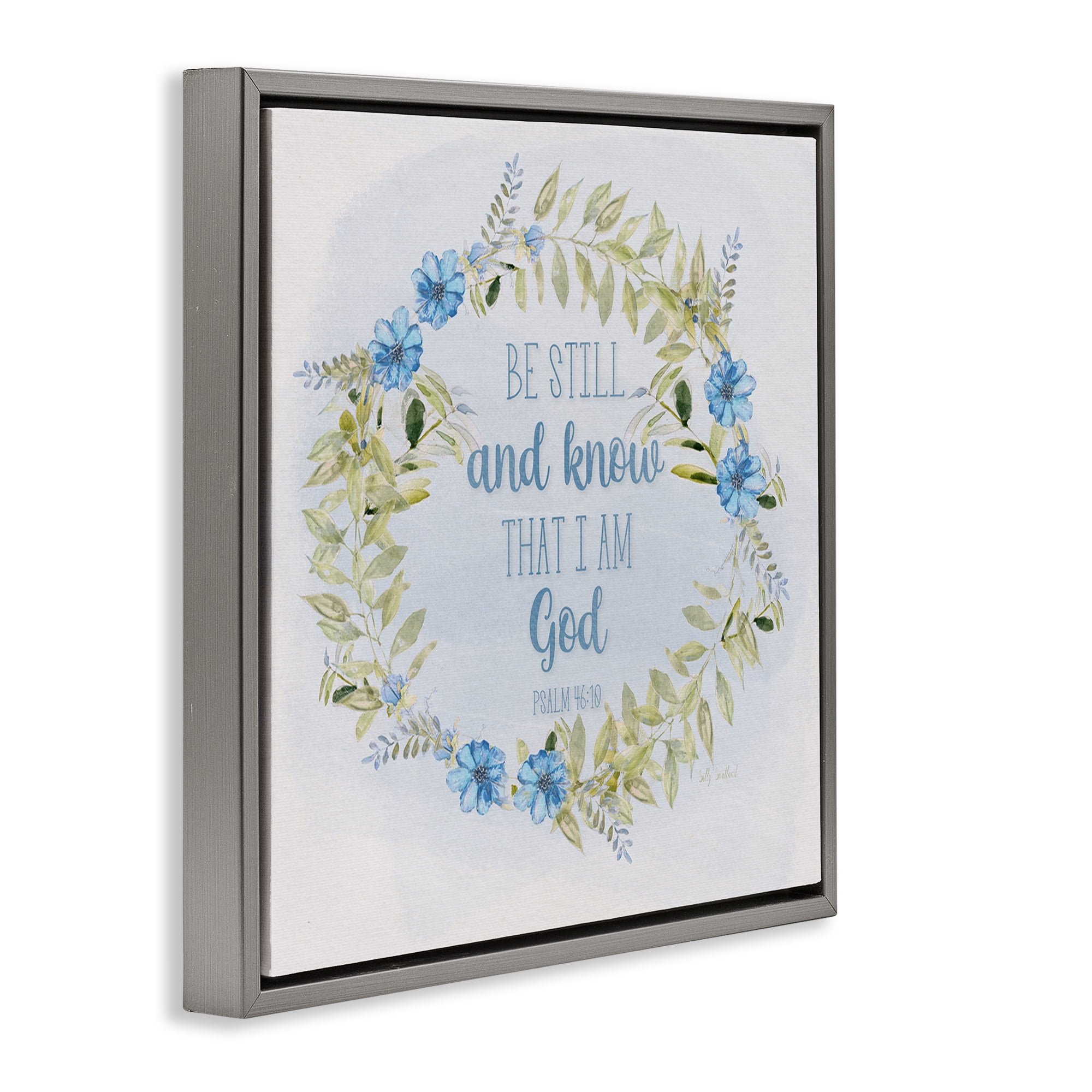Stupell Industries Know I Am God Phrase Religious & Spiritual Painting Gray Floater Framed Canvas Art Print Wall Art, 25 x 25