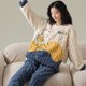 thumbnail image 1 of Pijama de vellón coral para mujer, otoño e invierno, franela gruesa con forro polar, ropa de casa, traje de dos piezas para mujer, dibujos animados lindos, 1 of 6