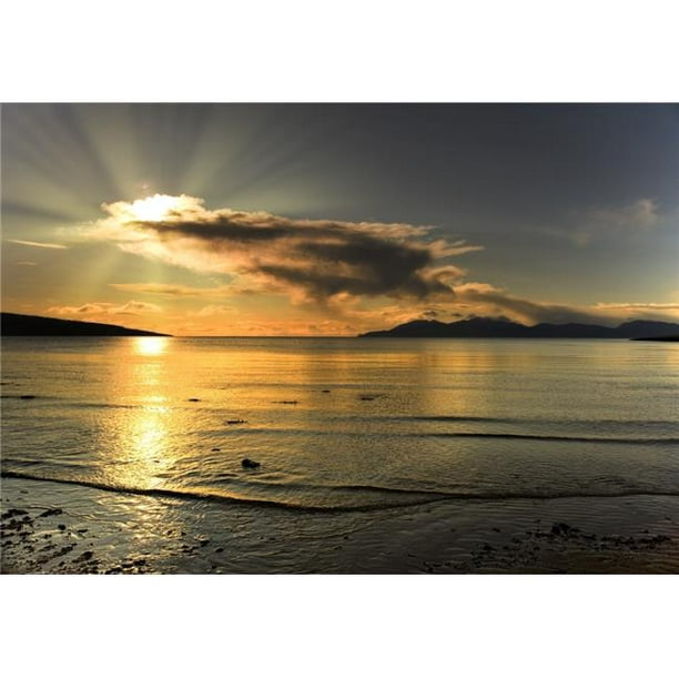 Posterazzi DPI1842685LARGE Île d'Arran Argyll & Bute Kilbride Bay Scotland - Coucher de Soleil sur la Plage Affiche Impression, Grand - 34 x 24