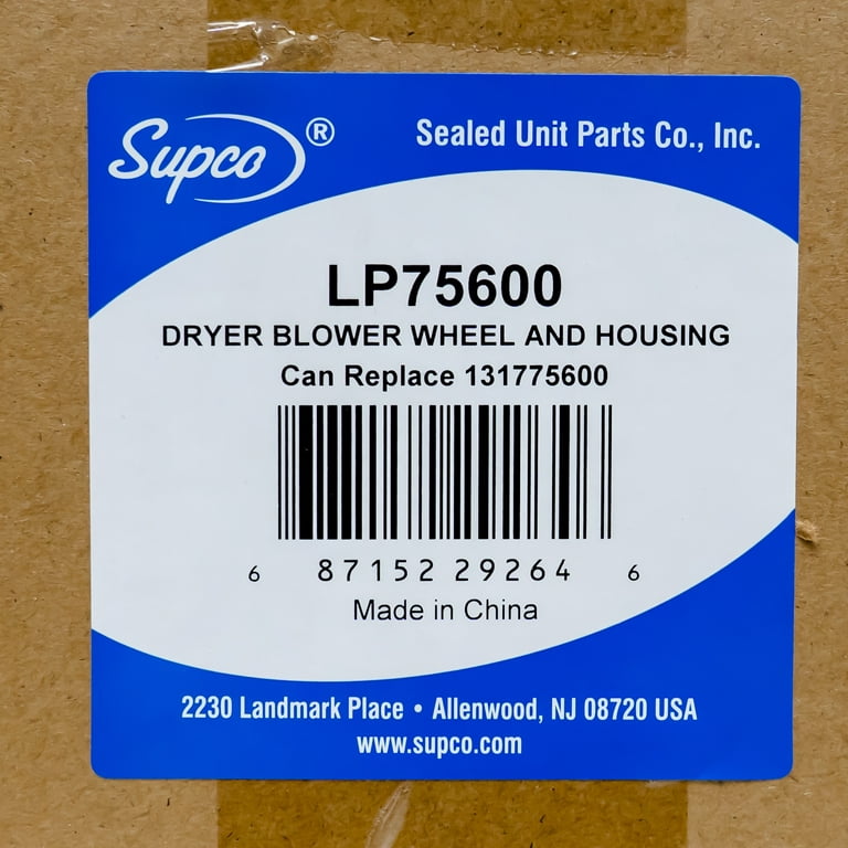 Supco LP75600 Dryer Blower Wheel and Housing Assembly for