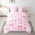 thumbnail image 2 of Feelyou Bow-tie Bedding Comforter Set 7pcs, Pink Butterfly Bow Knot Queen Bedding Sets, 2 of 8
