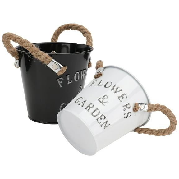 2 Pieces Bucket Container Adornment Trough Small Galvanized Buckets
