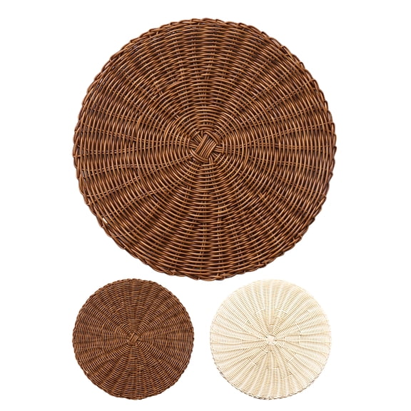 Visland Woven Cup Mat, Round Rattan Wicker Table Placemat Heat Resistant Non-Slip Table Mat for Dining Table