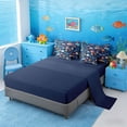thumbnail image 5 of Manfei Cartoon Fish Twin Bedding Sets for Kids Boys and Girls, Marine Life Print Bedding Comforter Set, Navy Reversible 7pcs, 5 of 6