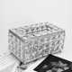 thumbnail image 3 of Caja de pañuelos faciales rectangular de cristal con elegante decoración y dispensador de servilletas Plata, 3 of 7