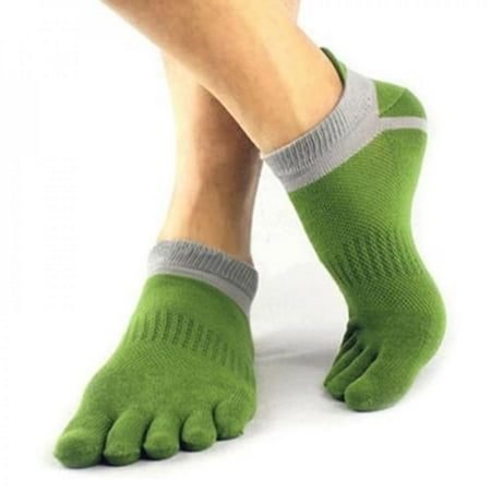 

Final Clearance! Men Women Cotton Low Cut No Show Athletic Toe Socks Five Fingers Sport Sock Lightweight Breathable Sock Green