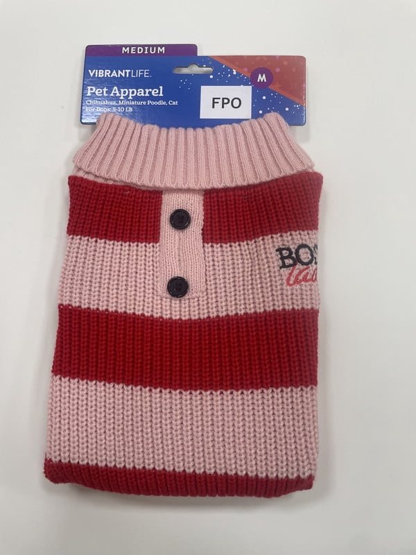 Vibrant Life Holiday Boss Lady Sweater for Dogs, Pink and Red, M