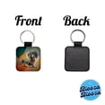 thumbnail image 4 of Dachshund Dog Contemporary Art Faux Leather Square Keychain, 4 of 7