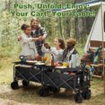 thumbnail image 3 of Firstness Collapsible Wagon Cart with Tabletop, 385 lbs Heavy Duty Utility Garden Wagon for Camping, Beach, Picnic, Sports, Shopping & Grocery, Black, 3 of 10
